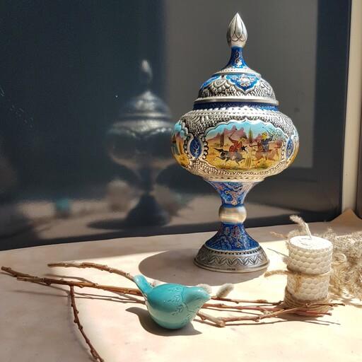 صنایع دستی-شکلات خوری قلمزنی و مینیاتور-محصولی بسیار زیبا-نقره فام- کاربردی و مناسب هدیه